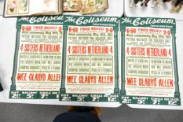 Three The Coliseum Grosvenor advertising posters , dated 1917 each 75cm x 49cm