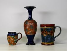 Royal Doulton & Doulton Lambeth stoneware vase, tankard & jug , tallest 24.5cm(3)