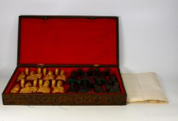 Cased Resin Lewis Chess Set, height of king 10cm