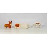Beswick terrier lying 1061, corgi 1736 and foxhound 2264 (3)