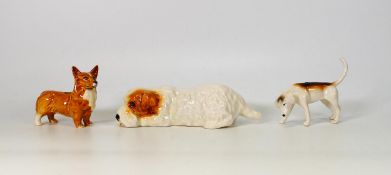 Beswick terrier lying 1061, corgi 1736 and foxhound 2264 (3)