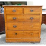 Antique Chest of2 over 3 Drawers , height 105cm, length 104cm & depth 51cm