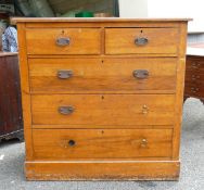 Antique Chest of2 over 3 Drawers , height 105cm, length 104cm & depth 51cm