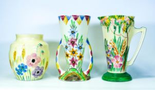 Wadeheath Hand Decorated jug & vases, height 22cm(3)