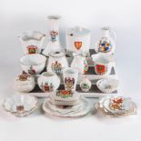 collectio of Wileman and Shelley crested ware to include vases, hair tidy's, sweet dishes etc (24)