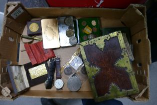 A mixed collection of items to include Watches, pre decinmal coins, cased Ronson lighter , Silver