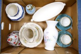 Mixed collection of ceramic items to include, vases, wash jug and bowl, Russian chocolate cup etc.