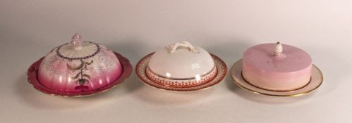 Wileman & Shelley lidded muffin dishes patterns 4149, 3891 and pink with strippled edge( 3)