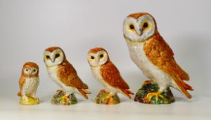 Beswick Barn Owl 1046, Owl 2026 & 2 smaller items(4)