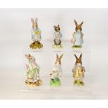 Royal Albert BP6 Beatrix Potter Figures Mrs Flopsy Bunny, Peter Rabbit, Peter Ate A Radish, Johnny