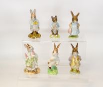 Royal Albert BP6 Beatrix Potter Figures Mrs Flopsy Bunny, Peter Rabbit, Peter Ate A Radish, Johnny