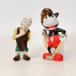 Walt Disney Bisque Toothbrush Holders Mickey Mouse & Geppetto, tallest 10.5cm(2)