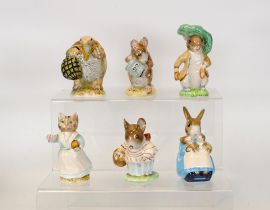 Royal Albert BP6 Beatrix Potter Figures Hunca Munca spills the beads, Mr Alderman Ptolemy , Benjamin