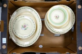 A collection of Newhall floral decorated dinnerware including platter, plates, salad plates etc