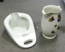 Boots Branded Ideal Bed & Douche Slipper together with floral decorated wash basin jug, height