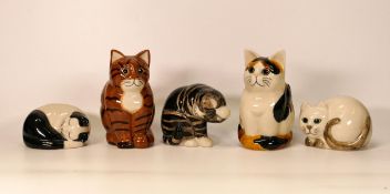 Five Quail Design Ltd Cat Figures, tallest 15cm(5)