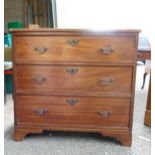 Antique Inlaid Chest of 3 Drawers on bracket feet, height 79cm, length 84cm & depth 44.5cm