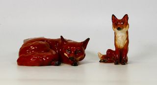 Beswick Curled fox & smaller seated fox(2)