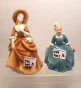 Royal Doulton Lady Figures to Include A Child From Willamsburg hn2154 Together with sandra HN5413 (