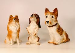 Three Sylvac & Similar Comical Dog Figures, tallest 19.5cm(3)