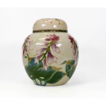 Large Cobridge stoneware ginger jar in the Hosta mib pattern. Height 22cm