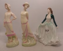 Royal Doulton figure Happy Anniversary HN4605 together with Eliza HN3800 and damaged figure Sophie