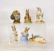 Royal Albert BP6 Beatrix Potter Figures Mr Alderman Ptolemy , Benjamin Bunny Sat on a bank, Peter