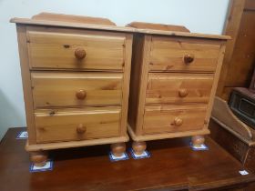 A Pair of Modern 3-Drawer Pine Beside Cabinets