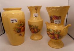 Aynsley Orchard Gold pattern items to include 3 Large vases (All 26cm height)