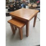 Modern Oak Nest of Two Side Tables. Height: 51cm x Width: 50cm