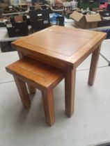 Modern Oak Nest of Two Side Tables. Height: 51cm x Width: 50cm