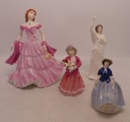 Coalport figurine Birthday Wishes together with small Royal Doulton figures My First Figurine HN3424