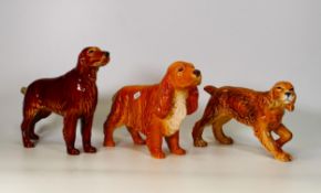 Three Sylvac & Similar Comical Dog Figures of Cocker Spaniel & Retrievers, tallest 16cm(4)