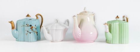 Four Wileman teapots to include patterns 5506, 3848, 4045 and plain white ( chip to spout) (4)