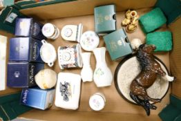 A mixed collection of items to include boxed Aynsley floral decorated items, Belleek vases, Treasure