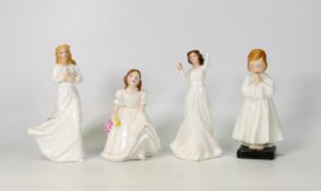 Royal Doulton small lady figures With Love Hn3353, Bedtime Hn1978, Loving You Hn3389 & Lynsey