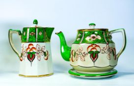Wadeheath Hand Decorated Floral Teapot, Teapot Stand & Hot Water Jug, height of tallest 19cm(3)
