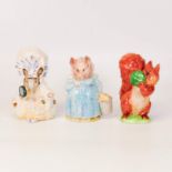 Beswick Beatrix Potter Figures Squirrel Nutkin, Aunt Petitoes & Lady Mouse, all BP3's(3)