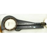 Cased Vintage Banjo, length 89cm