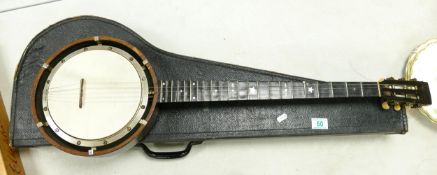 Cased Vintage Banjo, length 89cm
