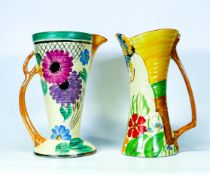 Wadeheath Hand Decorated jugs, height 22cm(2)
