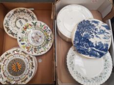A mixed collection of ceramic items to include 11 Wedgwood calendar plates, 6 large Johnson Bros