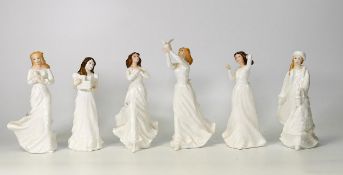 Royal Doulton lady figures to include with love HN3393, Christmas lanterns HN3953, Loving you
