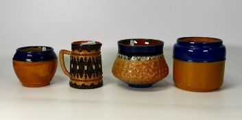 Royal Doulton & Lambeth stoneware vases & jug, tallest 9cm(4)