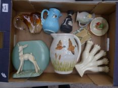 A mixed collection of ceramic items to include Shorter large and small Jug, Wade golden turquoise