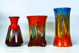 Three Wadeheath Hand Decorated Vases, height of tallest 18cm(3)
