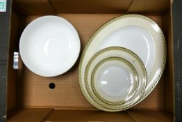 Four Wedgwood Golden Bird serviceware items to include Fruit Bowl, Side Plate, Soup Bowl and Serving