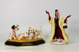 Royal Doulton 101 Boxed Dalmations figures Cruella de Vil & Patch , Rolly & Freckles Tableau(2)