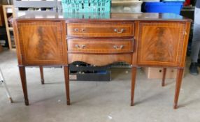 Sheraton Revival Two Drawer Sideboard with inlay banding. Drawers flanked by two cupboards (one