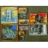 A collection of boxed Medieval Lego including Castle 6077, Knights 6103, Knight on Horse 6009 &